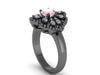 14k Black Gold Bridal Ring Morganite Engagement Ring Diamond Wedding Ring Flower Mothers Day Gift Idea Unique Bridal Jewellery Gems - V1141