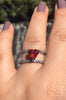 Garnet Engagement Ring Diamond Engagement Ring January Brithstone Ring 14K Black Gold Band Orange Garnet Valentine's Special Gift - V1084