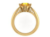 Citrine Engagement Ring 14k Yellow Gold Solitaire Ring Unique Engagement Ring Fine Jewelry Filigree Citrine Unique Wedding Ring Gems - V1150