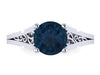 London Blue Topaz Engagement Ring Wedding Ring 14K White Gold Unique Bridal Ring Filigree Design Fine Jewelry Chrsitmas Gift Edwardian-V1155
