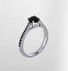 Black Diamond Engagement Ring 14K White Gold Engagement Ring with 5.5mm Round Natural Black Diamond Center Fine Jewelry Statement- V1073