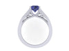 Blue Sapphire Engagement Ring Wedding Ring 14K White Gold Unique Bridal Ring Filigree Design Fine Jewelry Chrsitmas Gift Edwardian - V1155