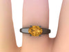 Oval Citrine Engagement Ring 14k Black Gold Diamond Ring Proposal Fine Jewelry Filigree Engagement Ring Marriage Bridal Genuine Gems - V1160