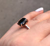 10x8mm Cushion Cut Natural Black Diamond Engagement Ring 14K Rose Gold Wedding Ring Marraige Gemstone Diamond Bridal Ring Solitaire -V1131