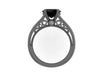 Black Diamond Engagement Ring 14k Black Gold Wedding Ring Oval Diamond Unique Engagement Jewelry Filigree Engagement Ring Marriage  -V1160