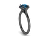 London Blue Topaz Engagement Ring 14k Black Gold Wedding Ring Round Unique Engagement Jewelry Classic Engagement Ring For Women Brides-V1161