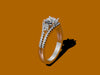 Sapphire Engagement Ring 14K White Gold Diamond Wedding Ring with 1.20ct Round White Sapphire Center Bridal Proposal Ring Statement - V1000