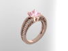 Classic Peachy Pink 6x6mm Morganite Engagement Ring 14K Rose Gold Wedding Ring Natural Diamonds Cushion Cut Morganite Center Unique - V1065