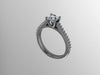 Diamond Engagement Ring Moissanite Engagement 14K Black Gold Engagement Ring with 5.5mm Round Moissanite Center Feminine Fine Jewelry- V1073