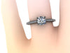 Diamond Engagement Ring Moissanite Engagement 14K Black Gold Engagement Ring with 5.5mm Round Moissanite Center Feminine Fine Jewelry- V1073