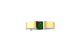 Emerald Engagement Diamond Two-Tone Engagement Ring Emerald Cut Emerlad Engagement Ring 14K Yellow & White Gold May Birthstone Ring - V1079