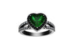 Diamond Engagement Ring Heart Shaped Green Emerald Engagement Ring 14K Black Gold with 8x8mm Green Emerald Center Valentine's Gift - V1083