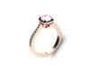 Morganite Engagement Ring 14K Rose Gold Engagement Ring Diamond Halo Wedding Ring Bridal Set Gemstone Engagement Ring Fine Jewelry - V1082