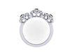 Black Diamond White Diamond Band Flower Design Band 14K White Gold Flower Ring Feminie Rings Statement Ring Special Gift For her - V1088
