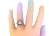 Halo Black Diamond Engagement Ring Morganite Engagement Ring Wedding Ring 14K Rose Gold with 8mm Round Peachy Pink Morganite Ctr - V1090