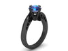Elegance Collection Alexandrite Engagement Ring 14K Black Gold Wedding Ring Unique Engagement Ring Statement Ring Proposal Ring Gems - V1093