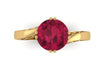 Ruby Engagement Ring in 14K Yellow Gold Wedding Ring with 7mm Round Red Ruby Center Gemstone Fine Jewelry Gifts-V1093