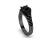 Statement Rings Genuine Black Diamond Engagement Ring Fine Jewelry Holiday Gifts For Her 14K Black Gold  Bridal Jewelry Natural Gems - V1000