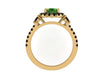 Emerald Engagement Ring Black Diamond Wedding Gemstone Ring 14K Yellow Gold Engagement Ring with 6.5mm Round Green Emerald Center - V1023M