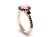 Morganite Engagement Ring Black Diamond Wedding Ring Fine Jewelry 14K Rose Gold Engagement Ring with 6.5mm Round Morganite Center - V1023M