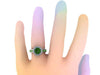 Diamond Halo Emerald Engagement Ring Gemstone Engagement 14K White Gold Green Emerald Ring with 7mm Round Green Emerald Bridal Ring - V1032