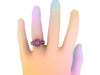 Diamond Halo Pink Sapphire Engagement Ring Gemstone Engagement 14K Black Gold Pink Sapphire Ring with 7mm Round Pink Sapphire Center - V1032