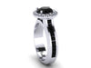 Black Diamond Engagement Ring Fine Jewelry Weddings 14K White Gold Ring with 7mm Round Natural Black Diamond Holiday Gifts For Her - V1032
