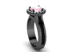 Black Gold Ring Morganite Engagement Ring Natural Black Diamond Ring Women's Jewelry Valentine's Unique Engagement Ring Fine Jewelry - V1032