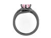 Grace Collection Engagement Ring in 14K Black Gold Wedding Ring with 7mm Round Morganite Center  Gemstone Engagement Ring Fine Jewelry-V1095