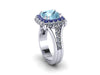Cushion Cut Aquamarine Engagement Ring Diamond Wedding Ring Blue Sapphire 14K White Gold March Birthstone Unique Engagement RIng - V1096