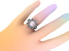 Cushion Cut Morganite Engagement Ring Diamond Wedding Ring 14K Black Gold Ring with 9x9mm Morganite Center Original Bridal Rings  - V1096