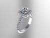 Charles & Colvard Forever One Moissanite Proposal Ring Wedding RIng Natural Diamond Engagement Ring 14K White Gold Vintage Ring - V1071