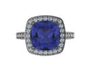 Blue Sapphire Engagement Ring Diamond Halo Sapphire Wedding Ring 14K Black Gold Unique Engagement Ring Etsy Fine September Birthstone- V1098