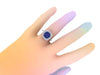 Engagement Ring Blue Sapphire Diamond Wedding Ring 14K White Gold Ring with 9x9mm Blue Sapphire Center Victorian September Birthstone -V1098
