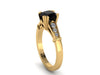 Cushion Cut Black Diamond Engagement Ring Genuine Diamond Wedding Ring 14K Yellow Gold Holiday Gifts Statemetn Ring Proposal Bridal - V1103