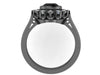 Victorian Engagement Ring Diamond Vintage Engagement 14K Black Gold Wedding Ring with 6mm Round Black Diamond Women's Jewelry Gems- V1105
