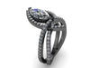 Black Gold Marquise Diamond Engagement Ring Modern Bridal Ring 14K Ring Fine Jewelry Halo Diamond Engagement 12x6mm Moissanite Center- V1115