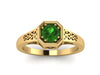 Emerald Engagement Ring Edwardian Engagement Ring 14K Yellow Gold Vintage Ring Green Emerald Center Fine Jewelry May Birthstone Gems - V1118