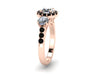 Halo Black Diamond Engagement Ring 14K Rose Gold Wedding Ring Forever One Moissanite Center and Two Side-Stones Valentine's gift-V1120
