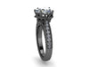 Black Gold Victorian Diamond Engagement Ring Charles & Colvard Forever Brilliant Heart Shape Moissanite Center 14K Statement Ring - V1126