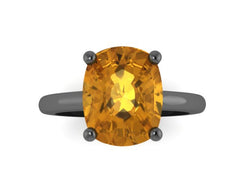 Cushion Cut Citrine Engagement Ring 14K Black Gold Wedding Ring Solitaire Ring Marraige Bridal Fine Jewelry Elegant Gemstone rings - V1131