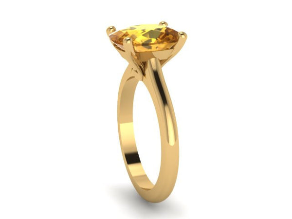 10x8mm Cushion Cut Citrine Solitaire Engagement Ring 14K Yellow Gold Wedding Ring Marraige Bridal Fine Jewelry Elegant Gemstone rings -V1131