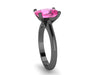 10x8mm Cushion Cut Pink Sapphire Solitaire Engagement Ring 14K Black Gold Wedding Ring Marraige Bridal Fine Jewelry Elegant Gemstone -V1131