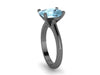 10x8mm Cushion Cut Aquamarine Engagement Ring 14K Black Gold Wedding Ring Marraige Bridal Fine Jewelry Elegant Gemstone Bridal Gifts -V1131