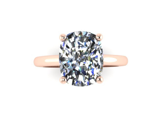 10x8mm Cushion Cut White Sapphire Engagement Ring 14K Rose Gold Wedding Ring Marraige Bridal Fine Jewelry Elegant Gemstone Unique Ring-V1131