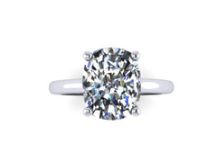10x8mm Cushion Cut White Sapphire Engagement Ring 14K White Gold Wedding Ring Marraige Bridal Fine Jewelry Elegant Gemstone Uniuqe -V1131