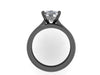 10x8mm Cushion Cut White Sapphire Bridal Set 14K Black Gold Wedding Ring with Matching Band Bridal Fine Jewelry Elegant Gemstone Rings-V1132