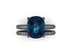 10x8mm Cushion Cut London Blue Topaz Solitaire Bridal Set 14K Black Gold Wedding Ring Marraige Bridal Fine Jewelry Elegant Gems Unique-V1132