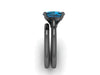 10x8mm Cushion Cut London Blue Topaz Solitaire Bridal Set 14K Black Gold Wedding Ring Marraige Bridal Fine Jewelry Elegant Gems Unique-V1132