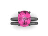 10x8mm Cushion Cut Pink Sapphire Solitaire Engagement Ring With Matching Band 14K Black Gold Wedding Ring Fine Jewelry Bridal Set -V1132